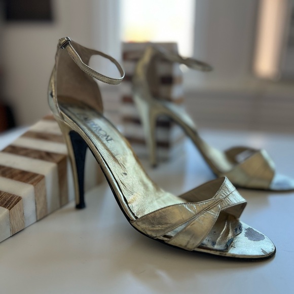 VTG Calderone 4” gold leather sandals 37.5 HERLS made in Italy - Picture 7 of 11